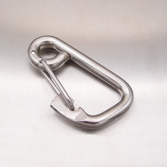 Stainless Steel Formed Eye Carbine Hooks with Spring Wire Safety Catch - AISI 316