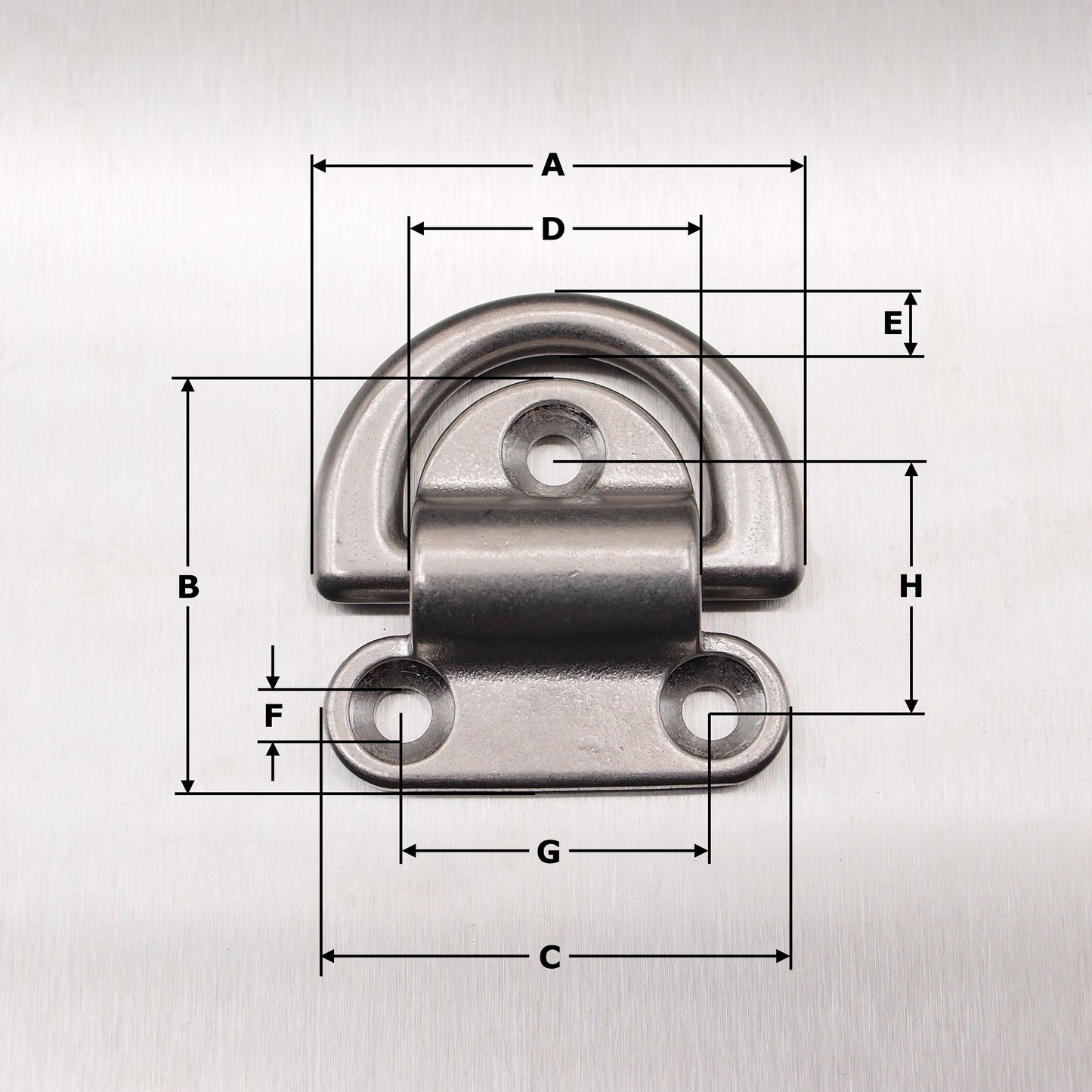 50mm Stainless Steel Folding Pad Eyes - Folding D ring - AISI 316