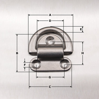 50mm Stainless Steel Folding Pad Eyes - Folding D ring - AISI 316