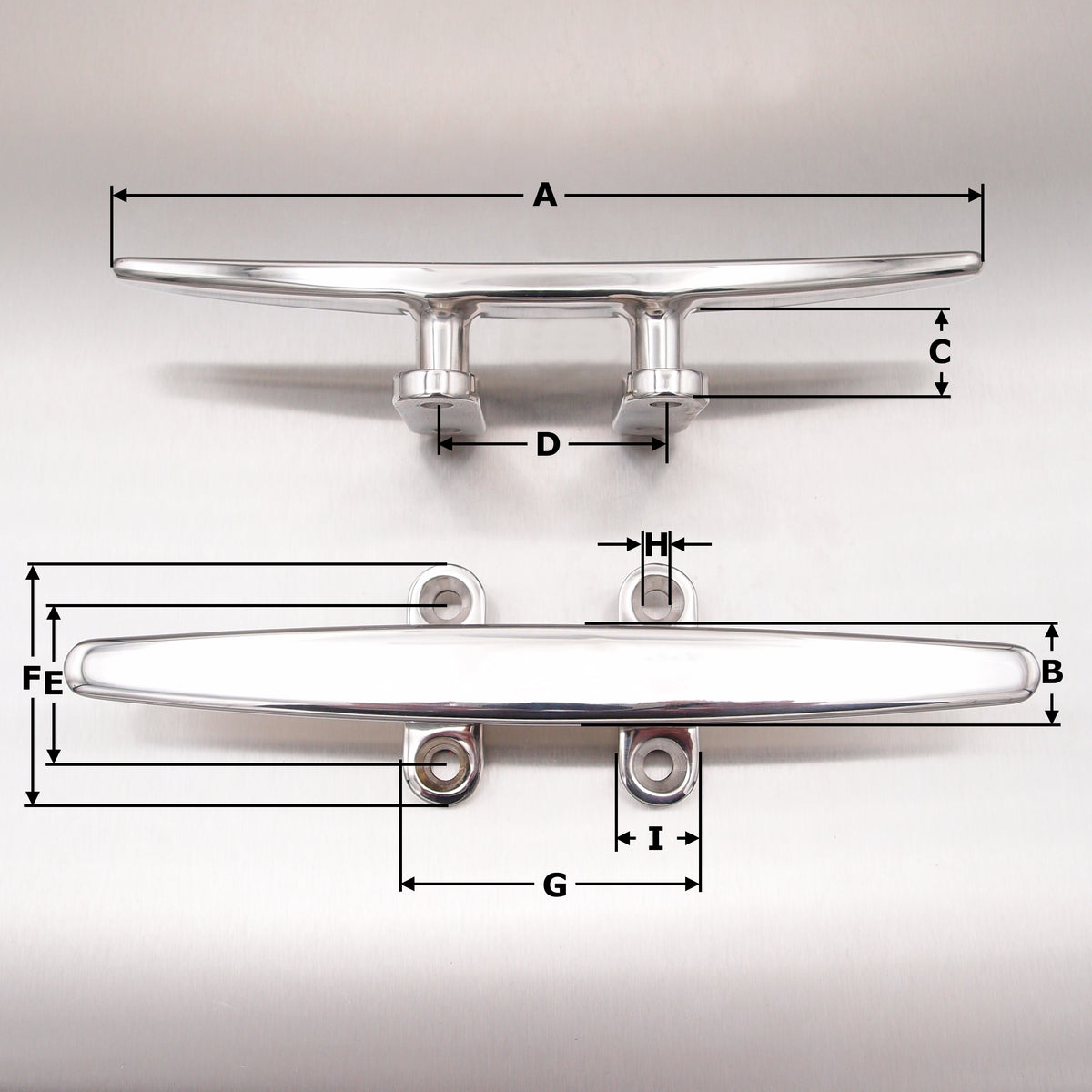 Stainless Steel Flat Top Cleats Four Holes - AISI 316