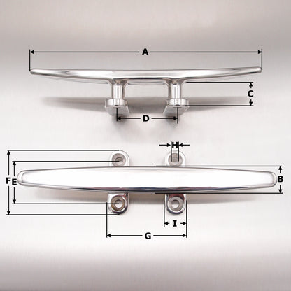Stainless Steel Flat Top Cleats Four Holes - AISI 316