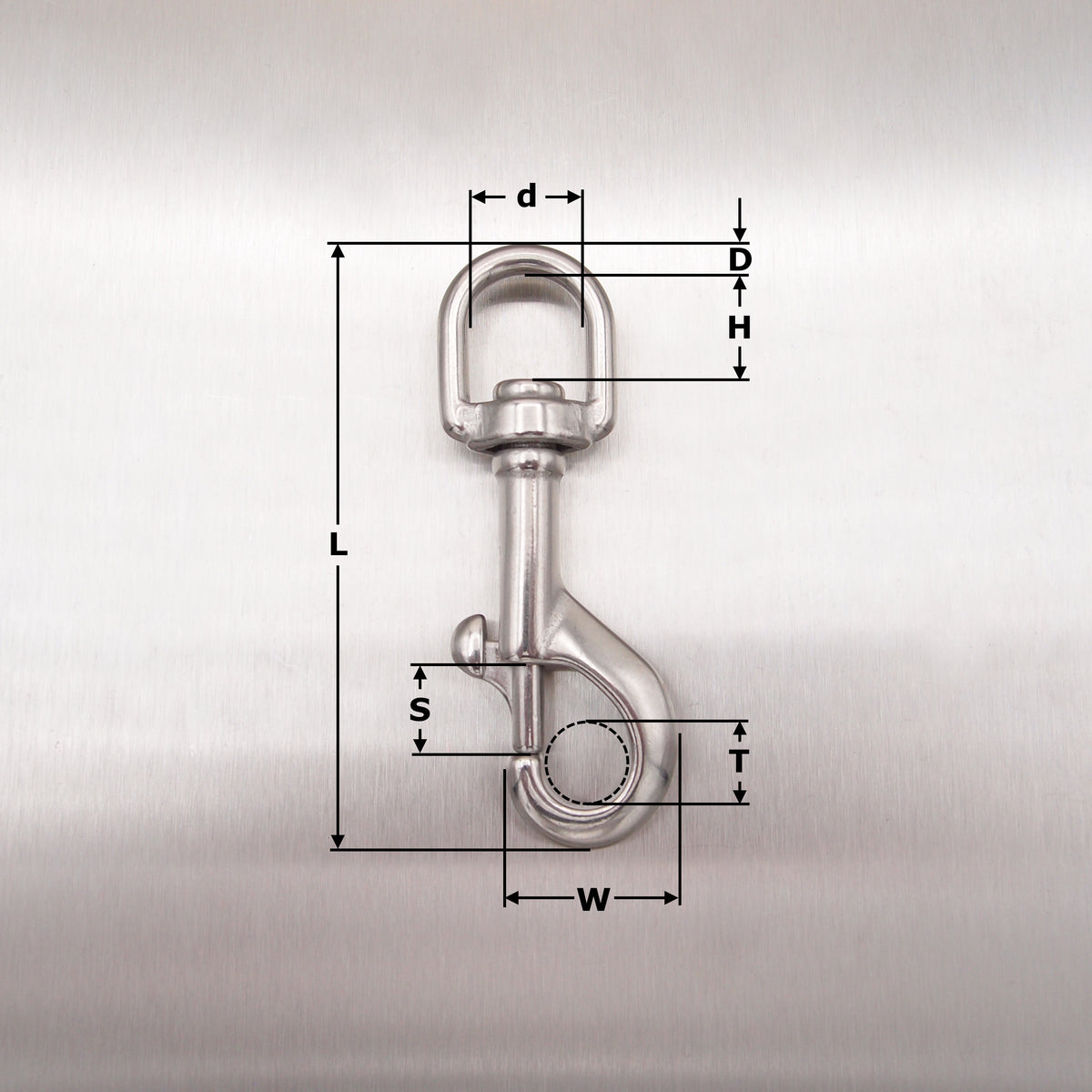 Stainless Steel Swivel Eye Bolt / Trigger Snap Hook - AISI 316