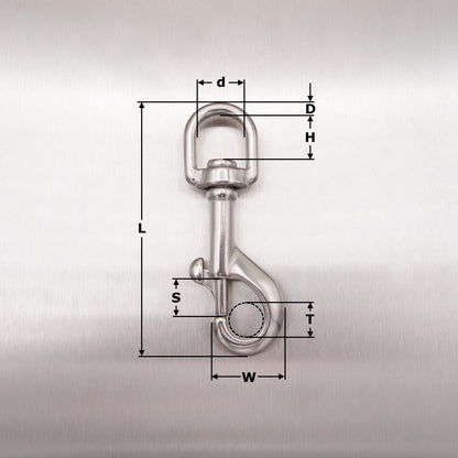 Stainless Steel Swivel Eye Bolt / Trigger Snap Hook - AISI 316