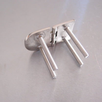 70mm x 40mm Half Oval Hinge with  Threaded Studs Stainless steel AISI 316