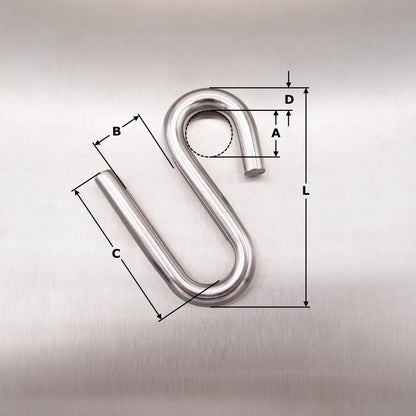 Stainless Steel Long Arm S Hooks - AISI 316