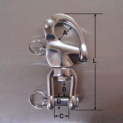 Stainless Steel Jaw Swivel Snap Shackles - with Round Pin - AISI 316