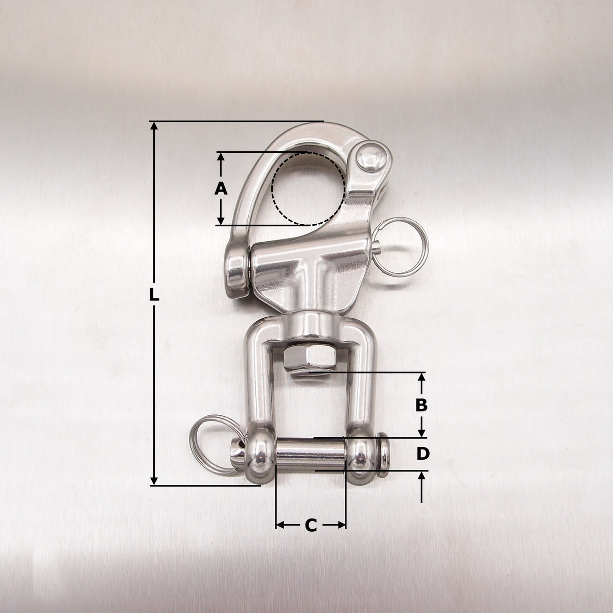 Stainless Steel Jaw Swivel Snap Shackles - with Round Pin - AISI 316