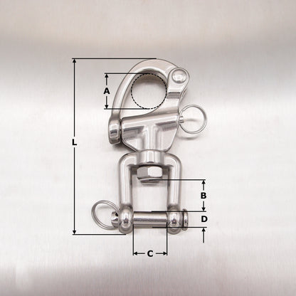 Stainless Steel Jaw Swivel Snap Shackles - with Round Pin - AISI 316
