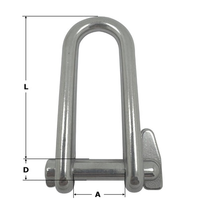Stainless Steel Key Pin - Lock Pin Long Flat - Dee Shackles - AISI 316
