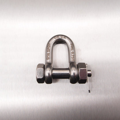 Stainless Steel Load Rated Safety Dee Shackle - AISI 316