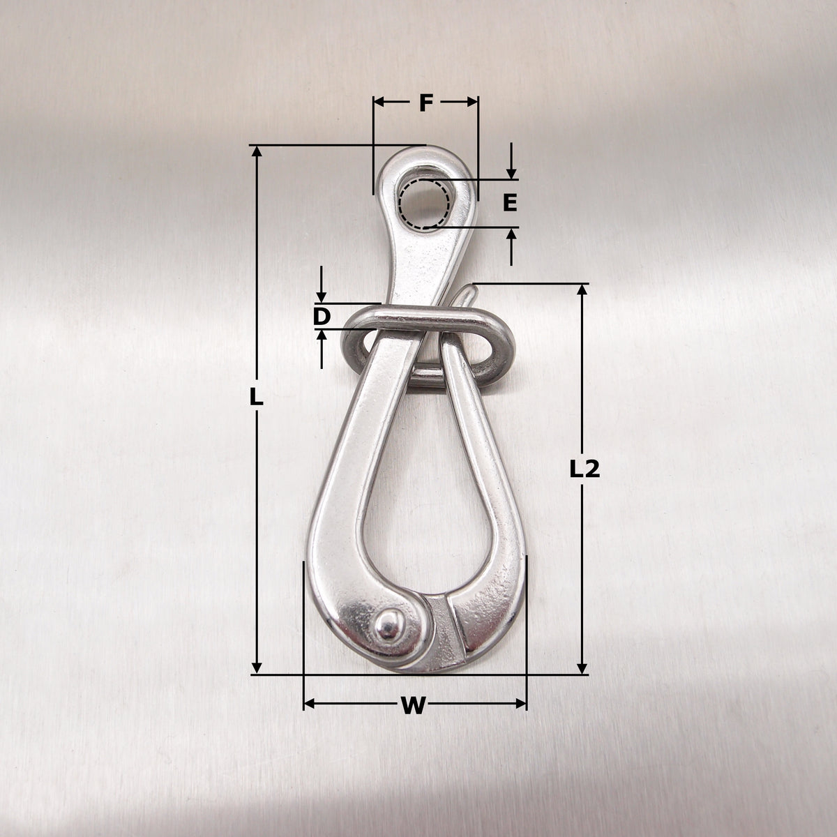 Stainless Steel Pelican Hook with Eye and Link - AISI 316