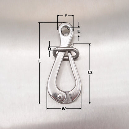 Stainless Steel Pelican Hook with Eye and Link - AISI 316