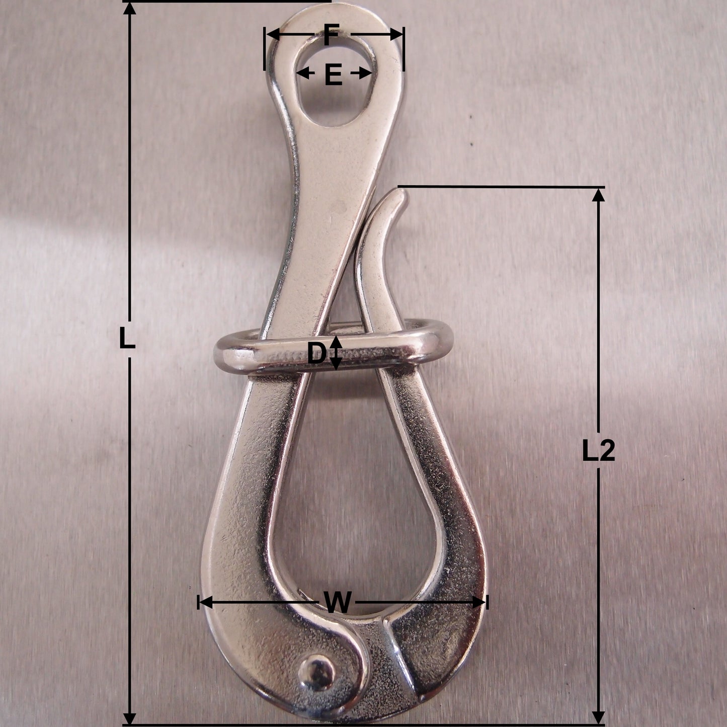 Stainless Steel Pelican Hook with Eye and Link - AISI 316