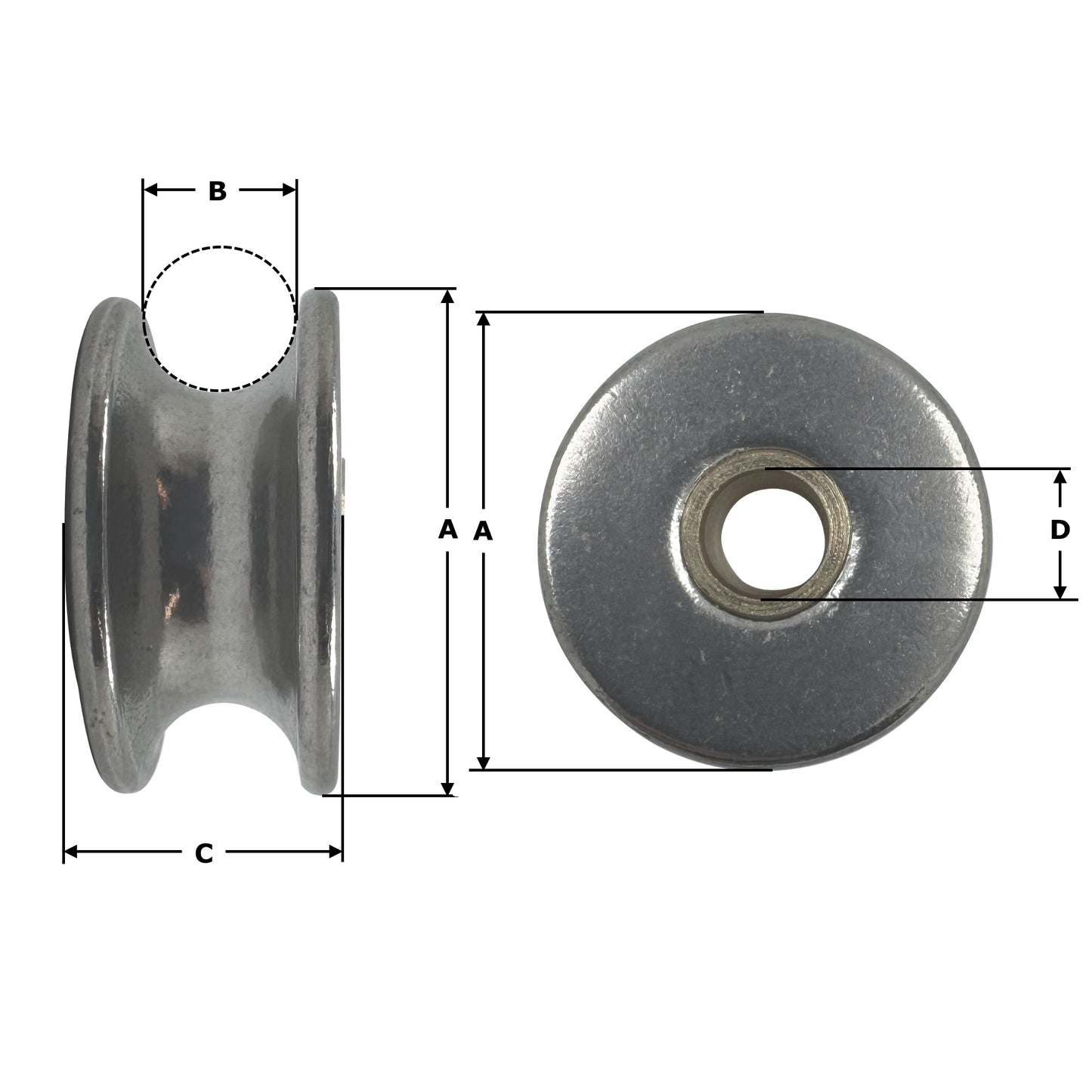 Stainless Steel Pulley Sheave with Brass Bush AISI 316