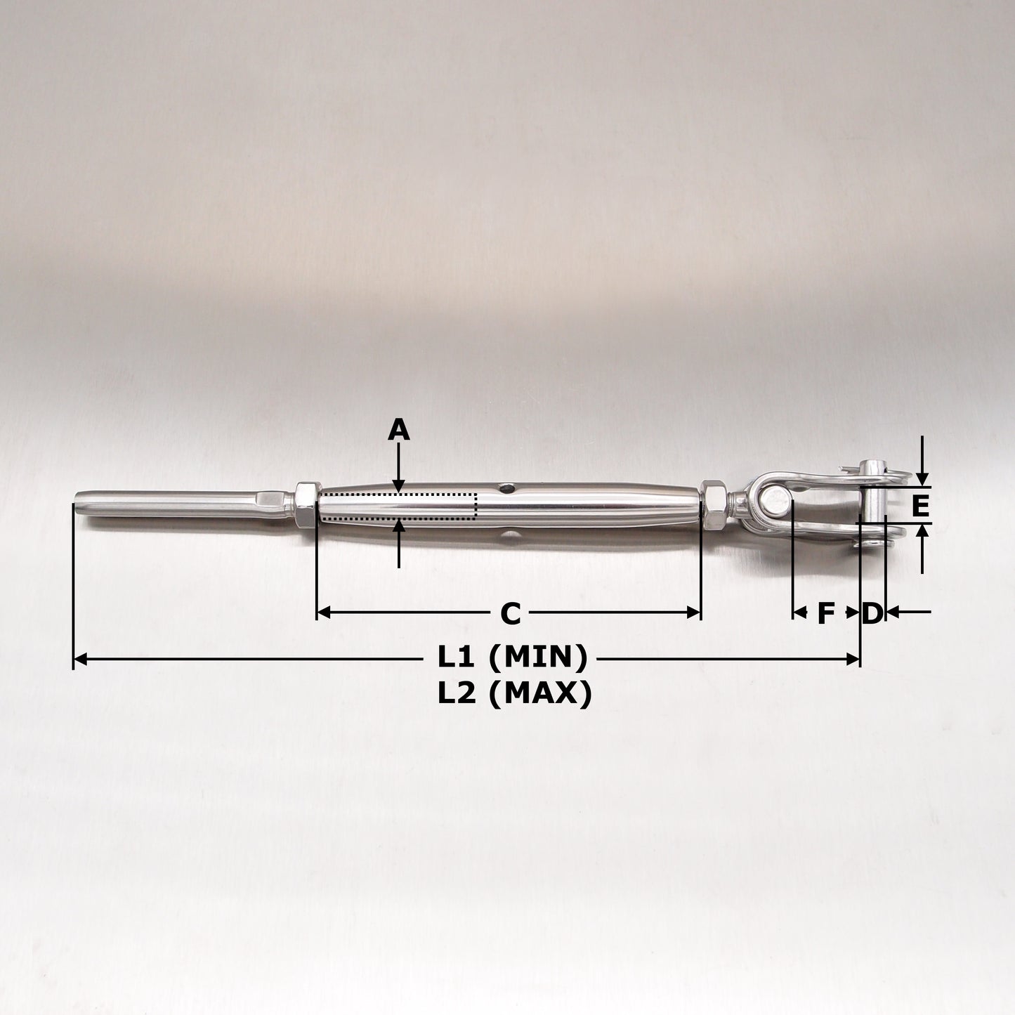 Stainless Steel Closed Body Rigging Screws - Toggle & Swage Stud - AISI 316