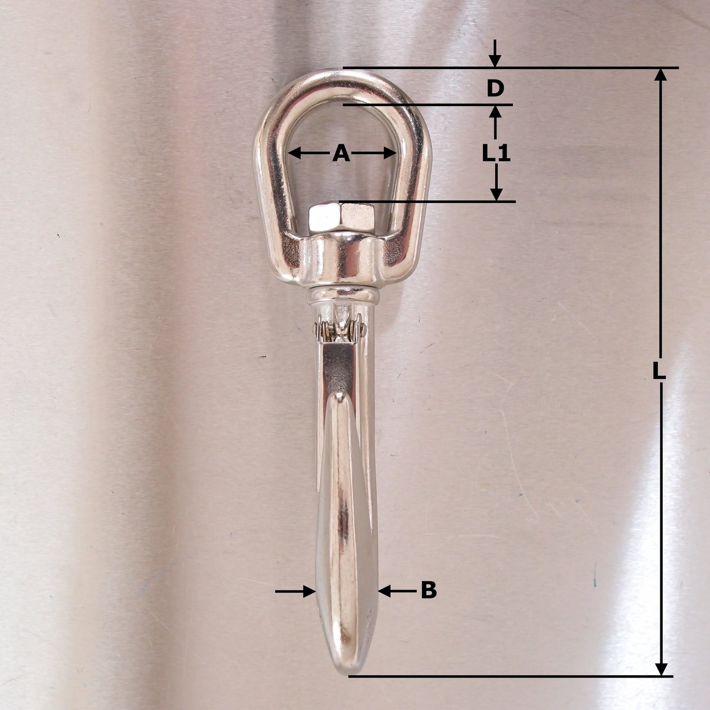 Stainless Steel Swivel Hook with Safety Catch - AISI 316