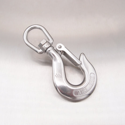 Stainless Steel Swivel Hook with Safety Catch - AISI 316