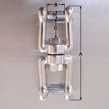 Stainless Steel Swivel Jaw & Jaw With Allen Key Flush Pin - AISI 316