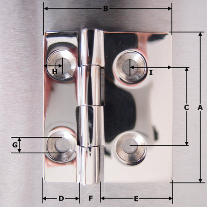 52mm x 61mm Stainless Steel Small Square Offset Hinges - 316 grade