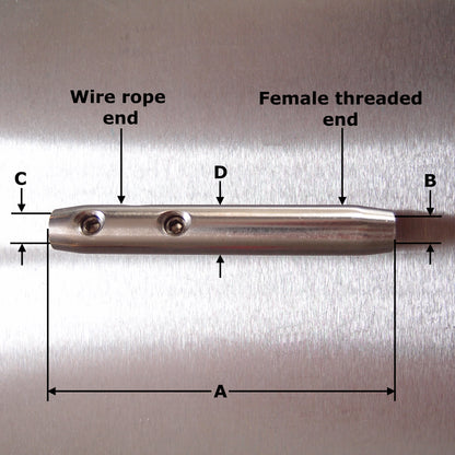 Stainless Steel Swageless Stud Terminal with Internal Thread - AISI 316