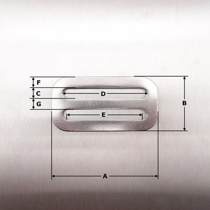 Stainless Steel Three Bar Slide for 25mm, 35mm or 50mm webbing - AISI 316