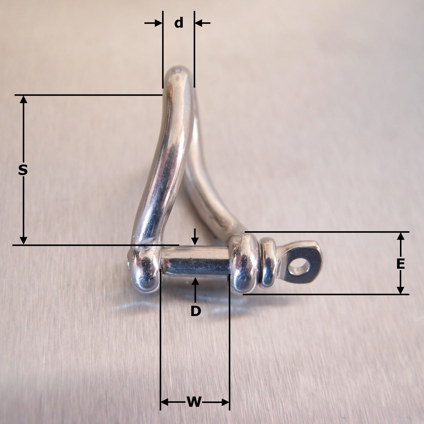 Stainless Steel Twisted Shackle with Screwed Collar Pin AISI 316