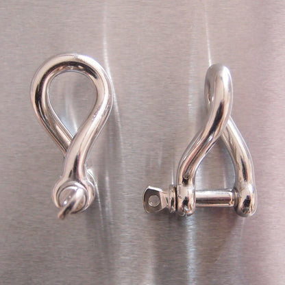 Stainless Steel Twisted Shackle with Screwed Collar Pin AISI 316