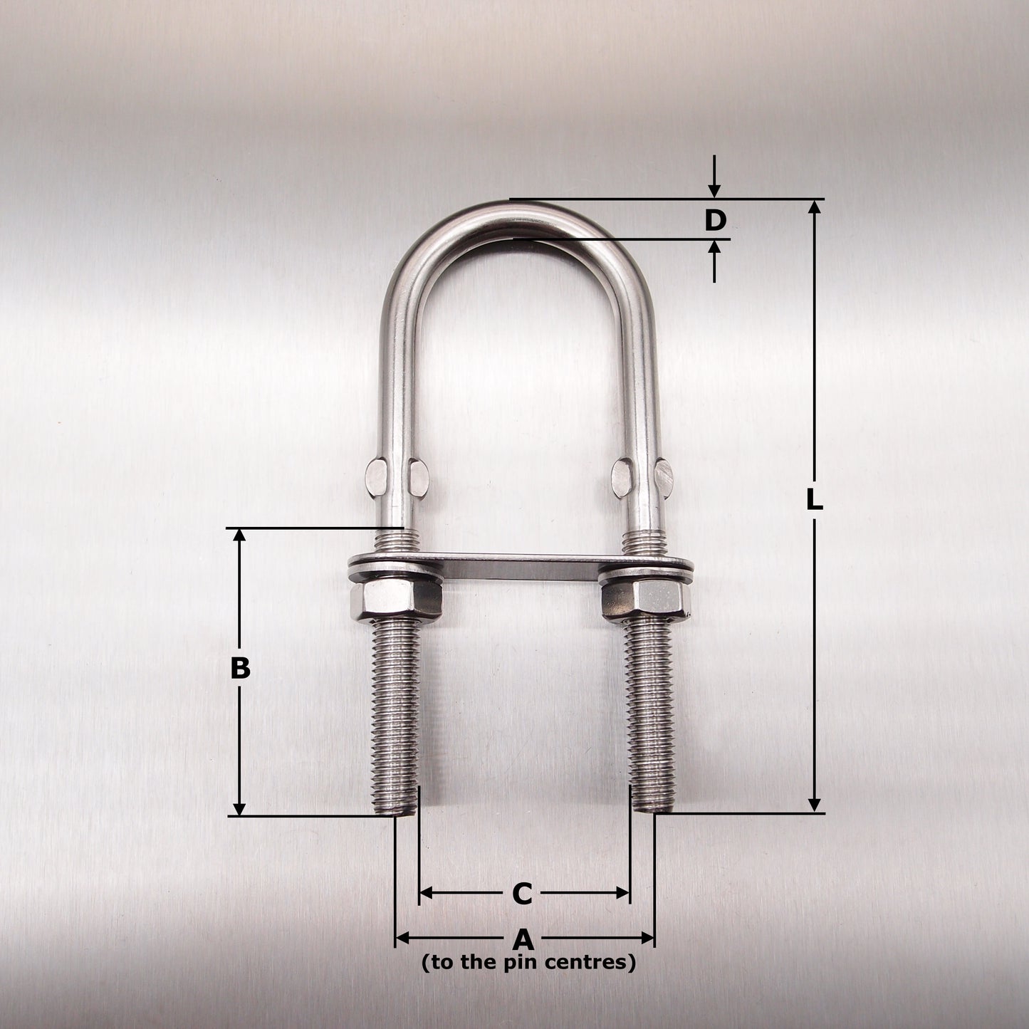 Stainless Steel U Bolt with Plate-Nuts and Washers - AISI 316