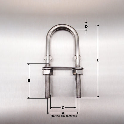 Stainless Steel U Bolt with Plate-Nuts and Washers - AISI 316