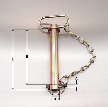 Tow Pins Drop Handle - Hitch Pins - Yellow Passivated