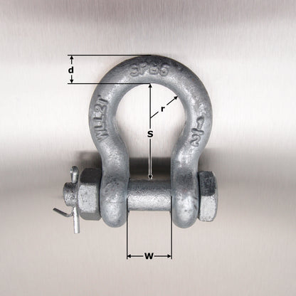 Drop Forged - Bow Shackle US Fed Spec RR-C-271D IV - Safety Anchor Bow